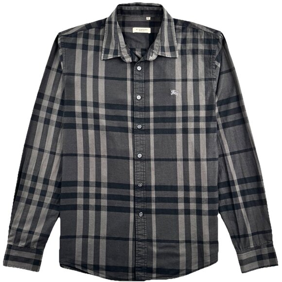 Burberry Brit Nova Check Shirt Men's XL Charcoal Grey Black Preppy Quiet Luxury - Picture 1 of 14